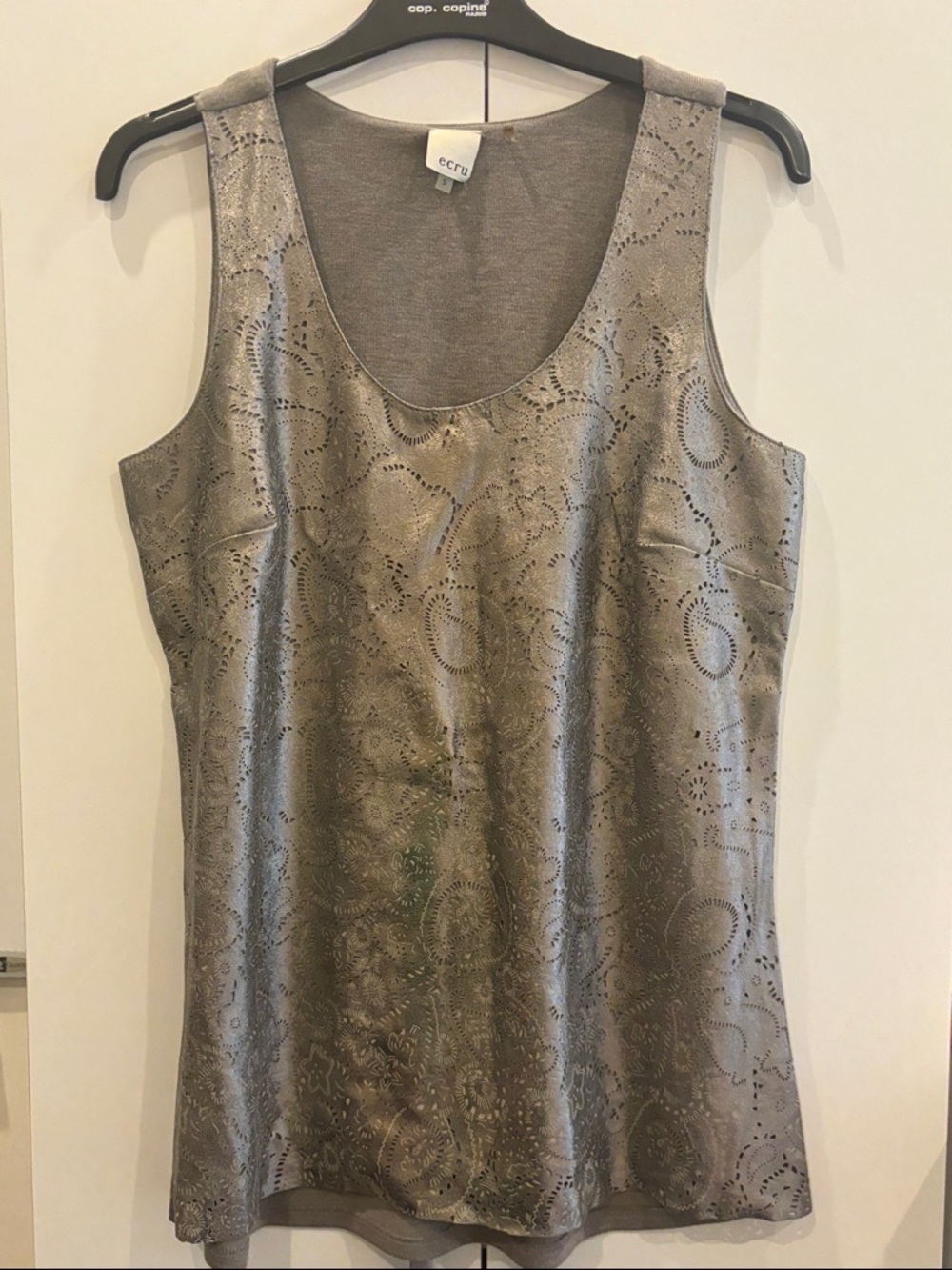 Ecru Metallic Sleeveless Tank Top